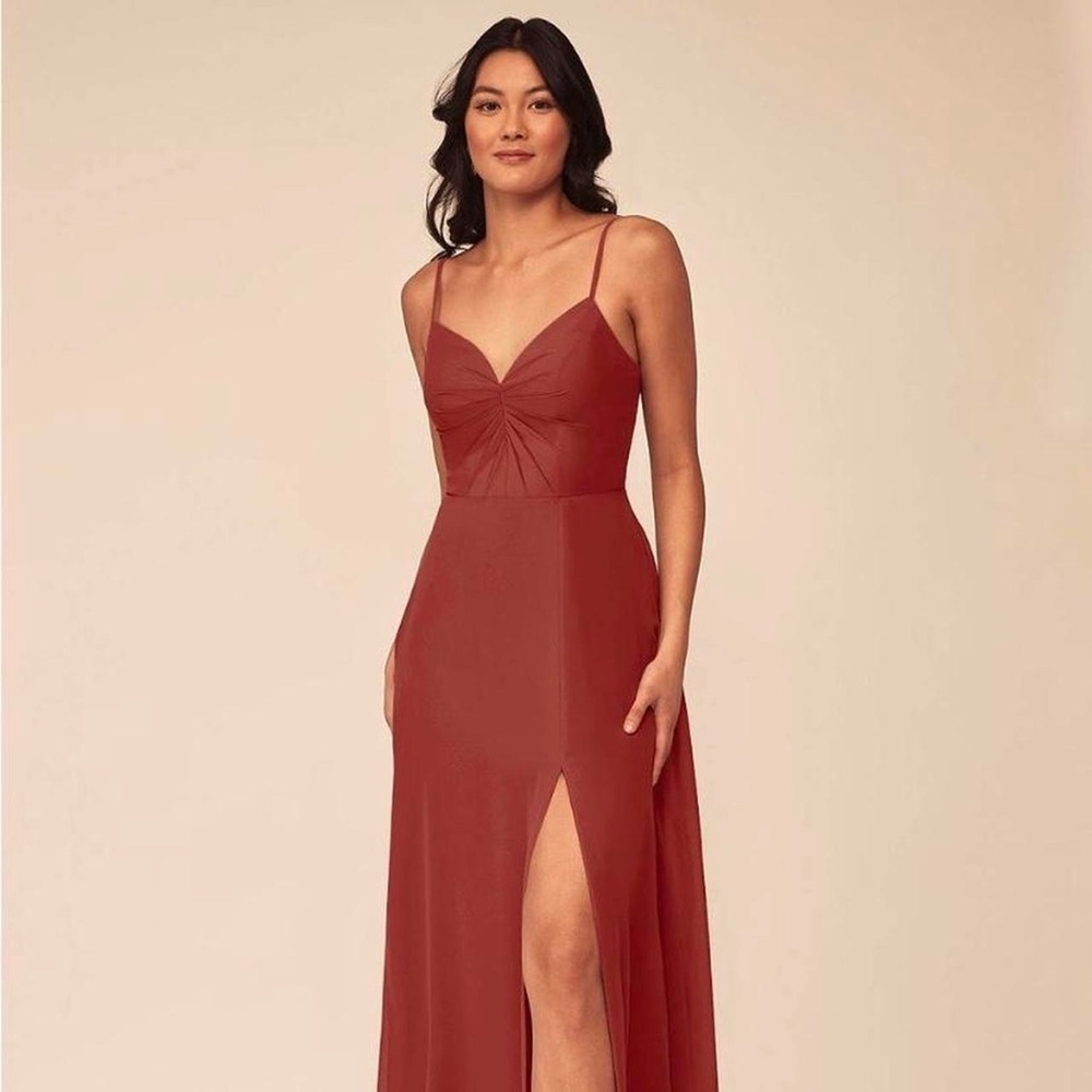 Azazie Terracotta colored Spaghetti Strap Dress